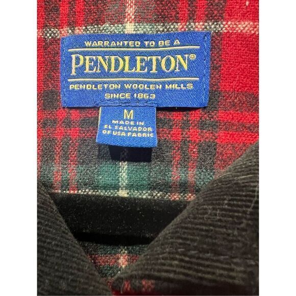 Pendleton Mens Wool Plaid Flannel Long Sleeve Button Up Shirt Red Black Medium - Picture 4 of 7